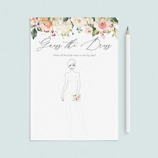 Chic Bridal Shower Guess The Dress Game Printable