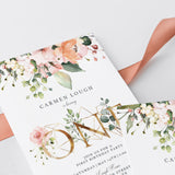 Floral gold one birthday invitation template by LittleSizzle