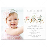 Girl Floral One First Birthday Invitation Editable Template by LittleSizzle