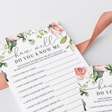 Blush Floral How Well Do You Know The Birthday Girl Cards