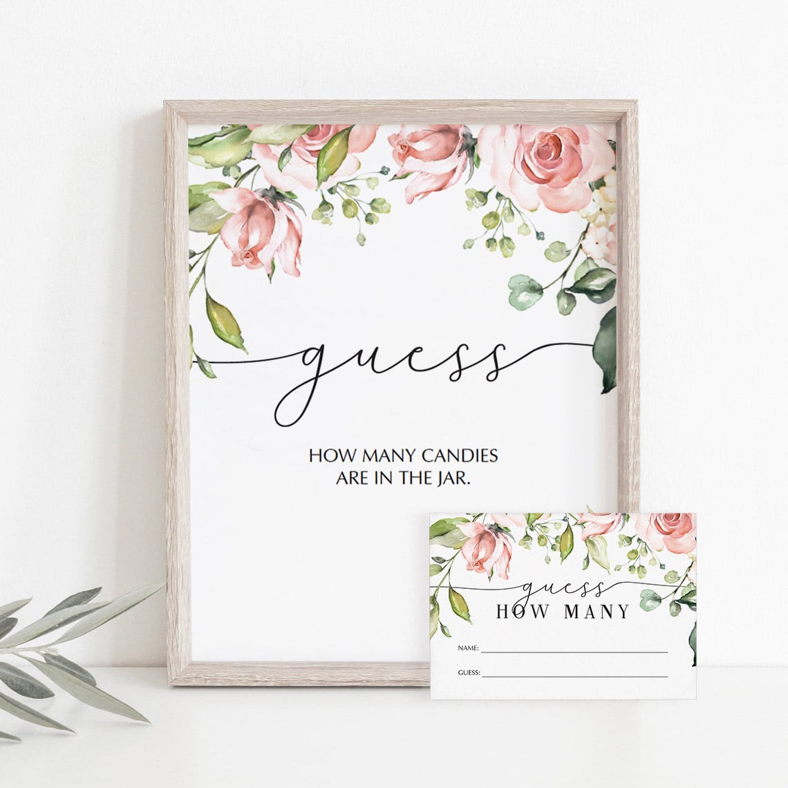 Guess How Many Game Template Blush Floral