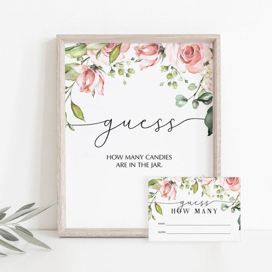 Guess How Many Game Template Blush Floral