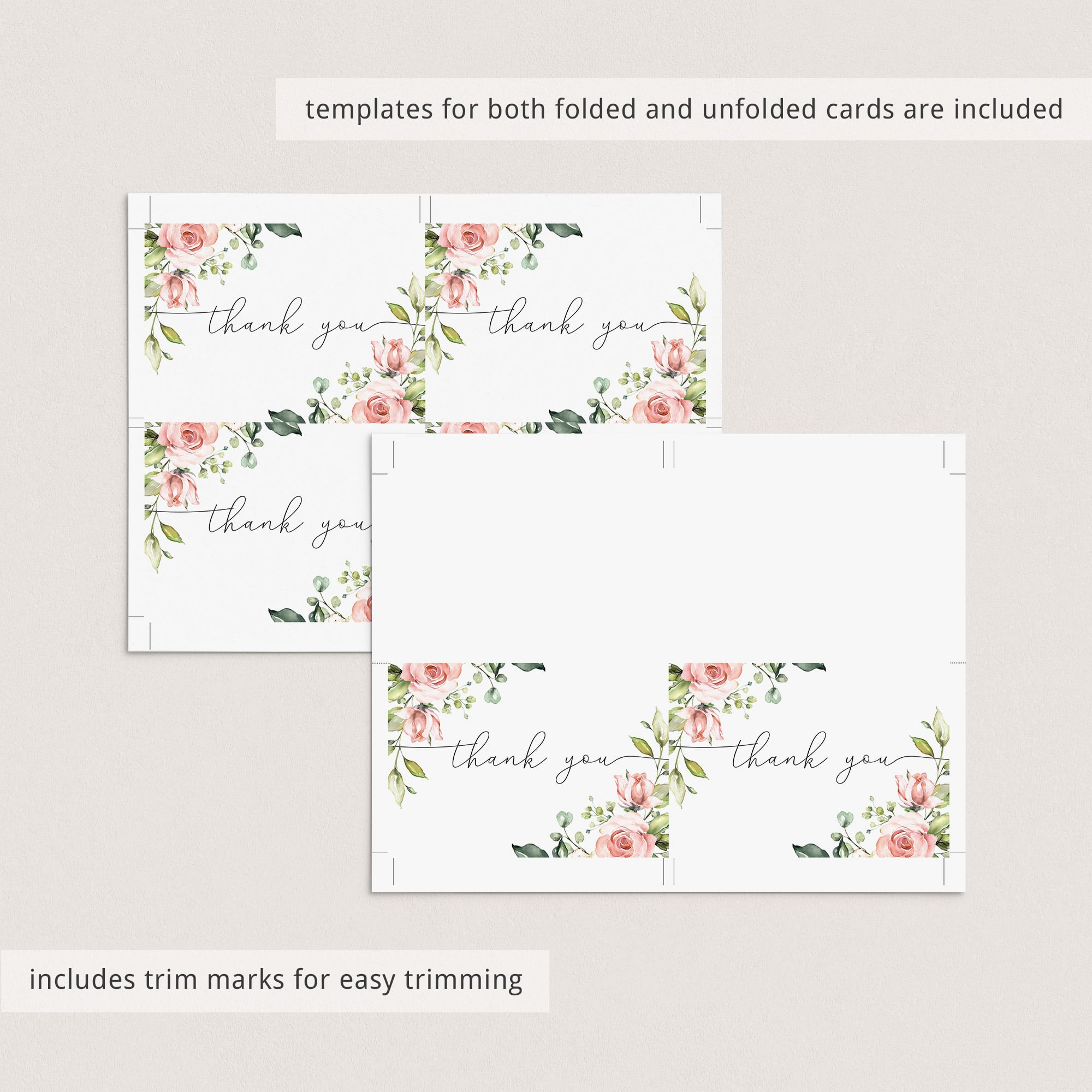 Pink flowers baby shower thank you cards by LittleSizzle