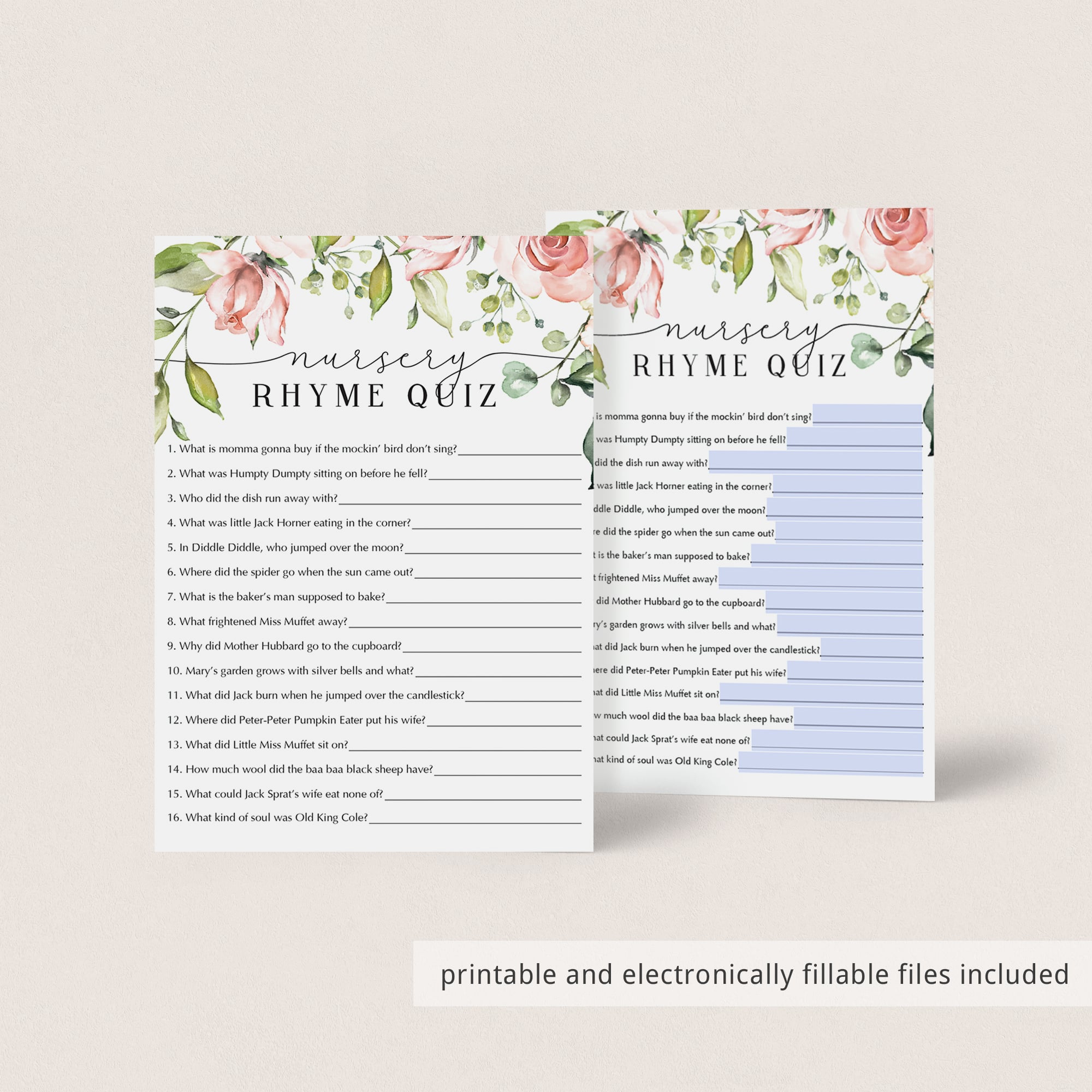 Zoom baby shower nursery rhyme quiz download by LittleSizzle