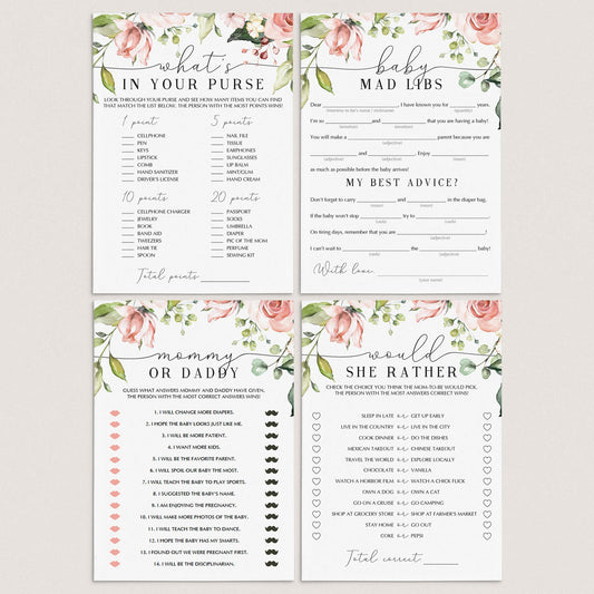 Garden theme baby shower games package printable by LittleSizzle