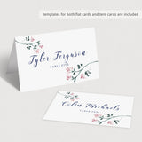 Printable Place Cards with Pink and Green Flowers