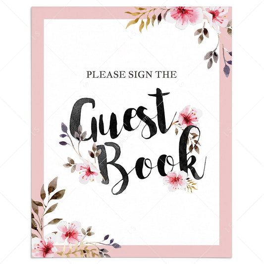 Spring party decorations printable guest book sign by LittleSizzle