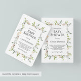 Blush Baby Shower Invitation Template with Floral Frame