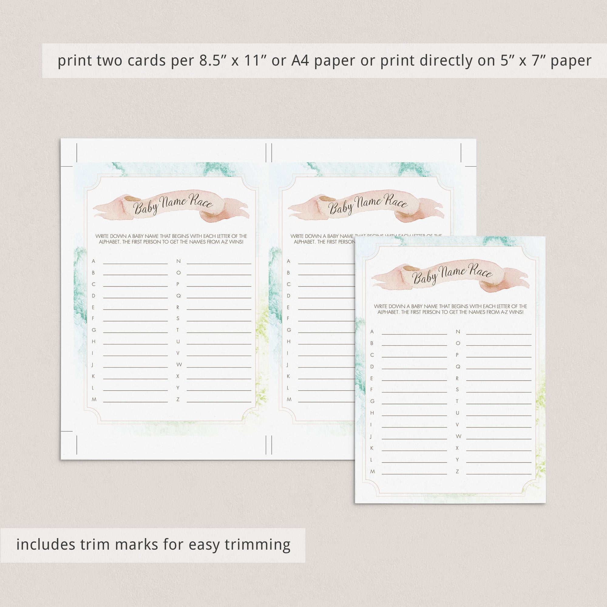 ABC names game for baby shower party by LittleSizzle