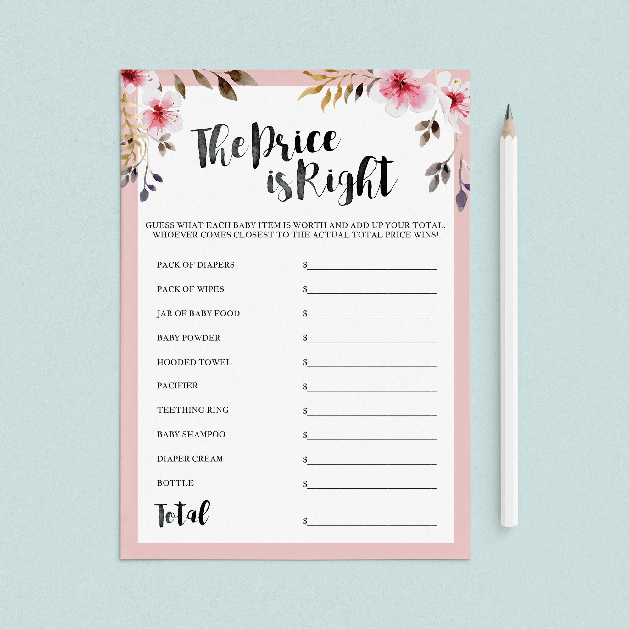 Girl babyshower games the price is right printable by LittleSizzle