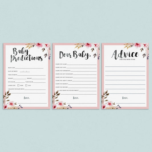 Blush watercolor baby shower activities for girls by LittleSizzle