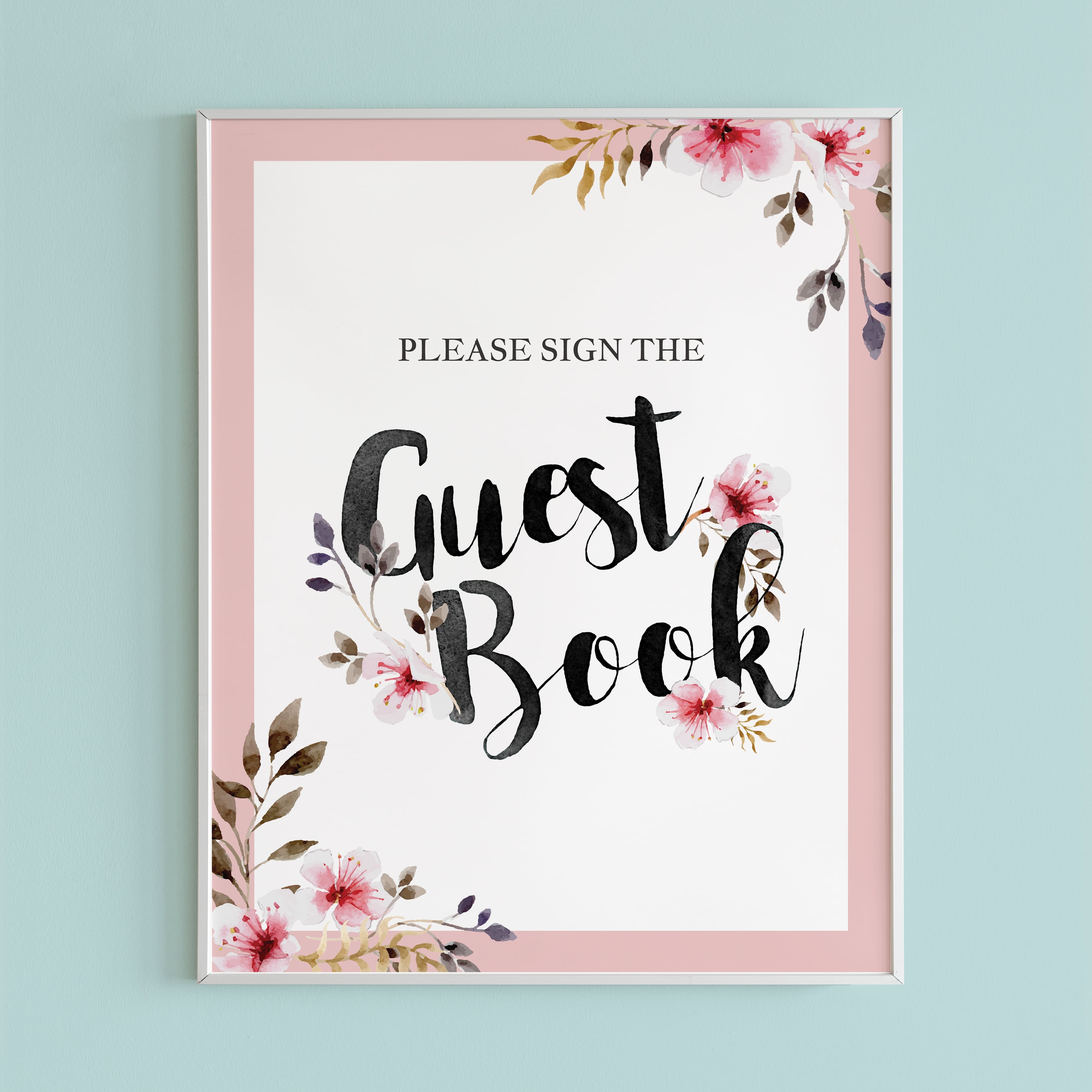 Spring party decorations printable guest book sign by LittleSizzle