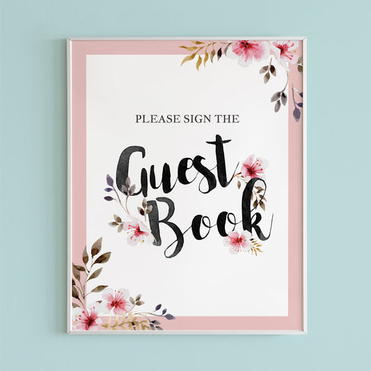 Spring party decorations printable guest book sign by LittleSizzle