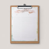 Printable gift tracker watercolor background by LittleSizzle
