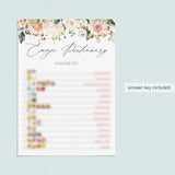 coral bridal shower games printables