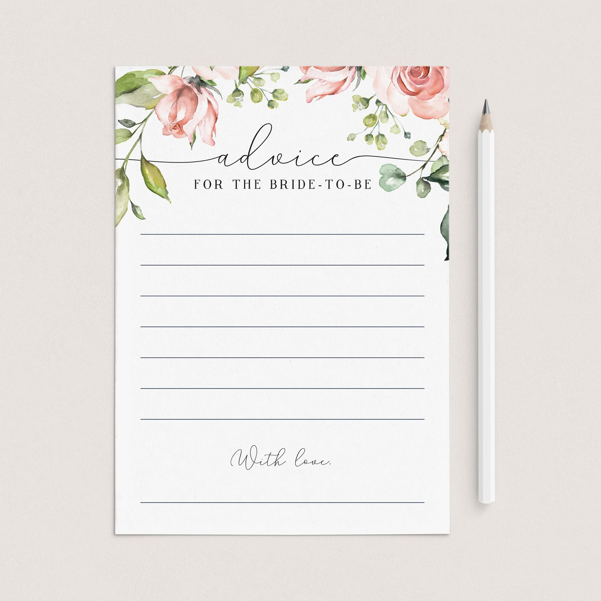 printable advice card template for floral bridalshower
