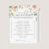 blush wedding shower would she rather game template