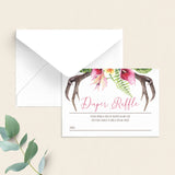 Pink boho floral baby shower diaper raffle ticket by LittleSizzle