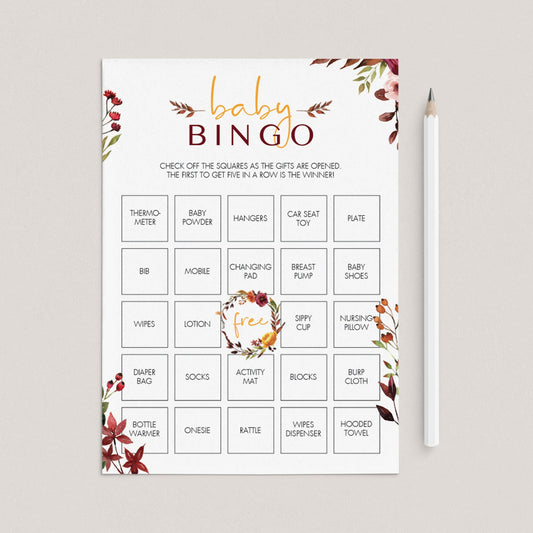 Bohemian baby bingo cards blank and prefilled by LittleSizzle