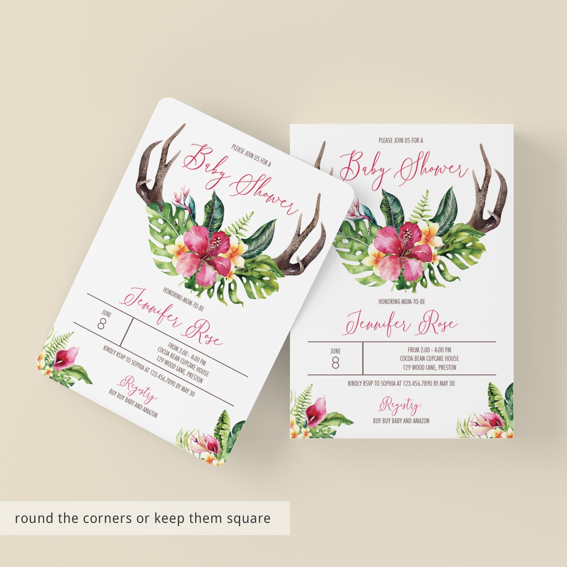 Instant download girl baby shower invitation boho inspired by LittleSizzle