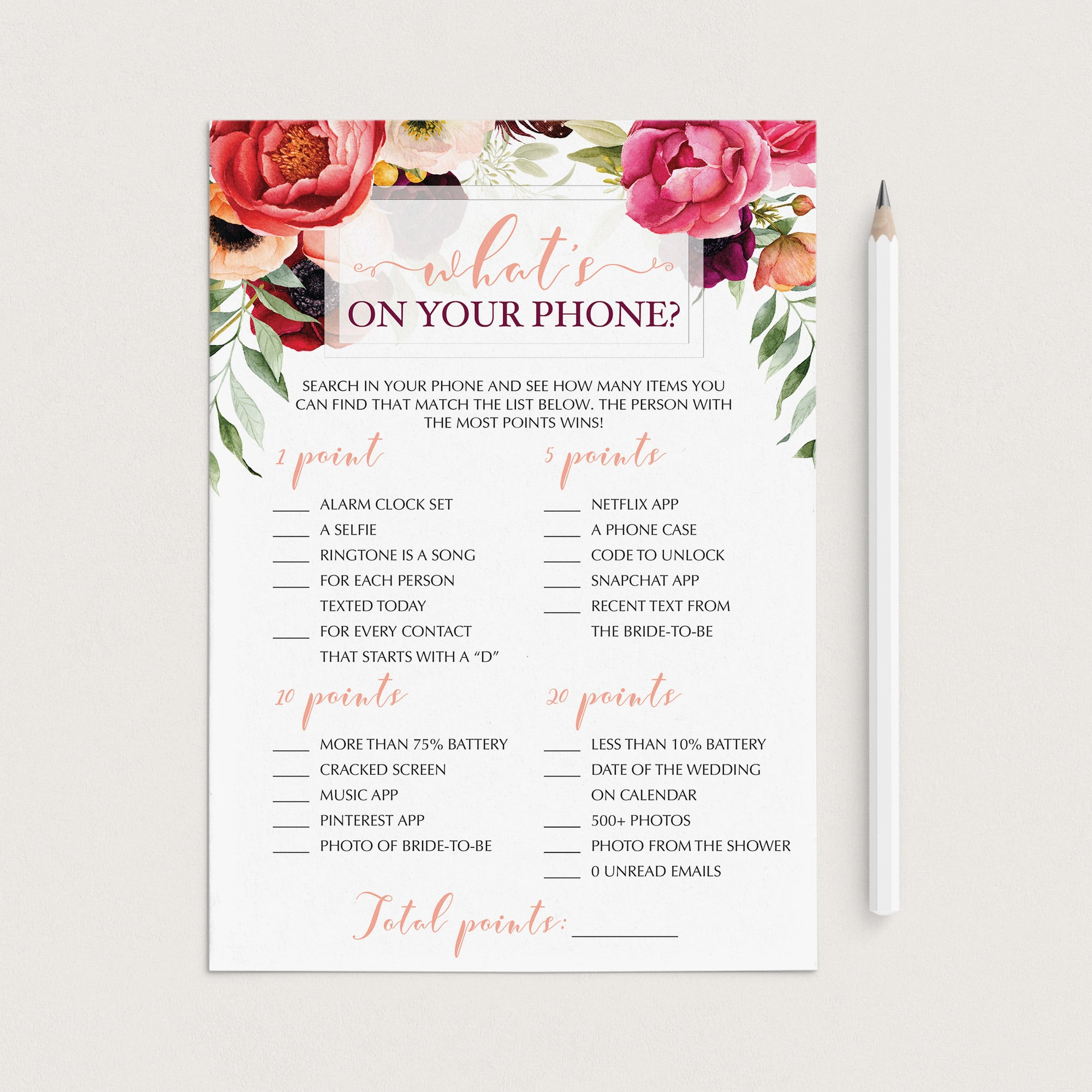 Unique bridal shower games floral theme by LittleSizzle