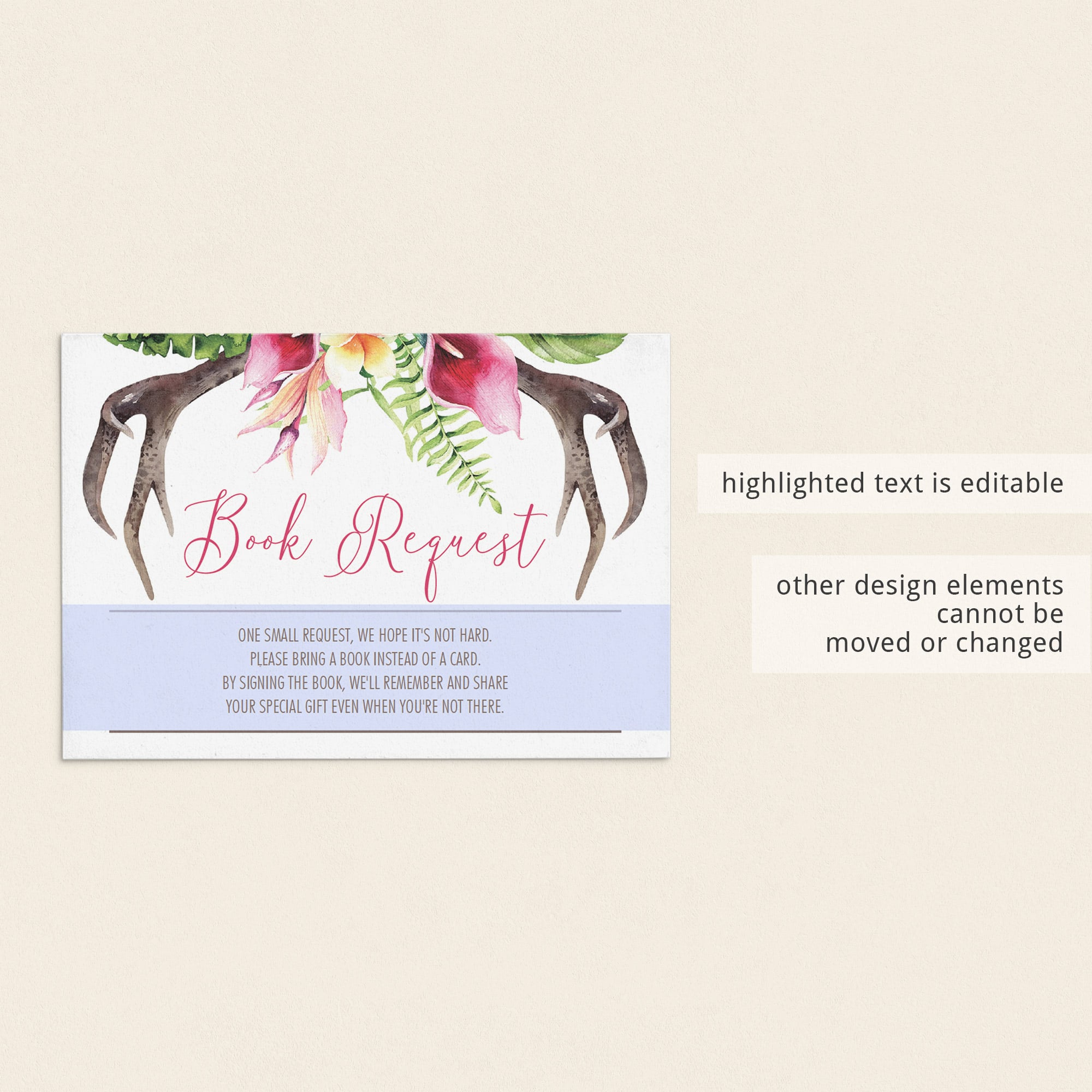 Watercolor floral boho baby shower insert by LittleSizzle