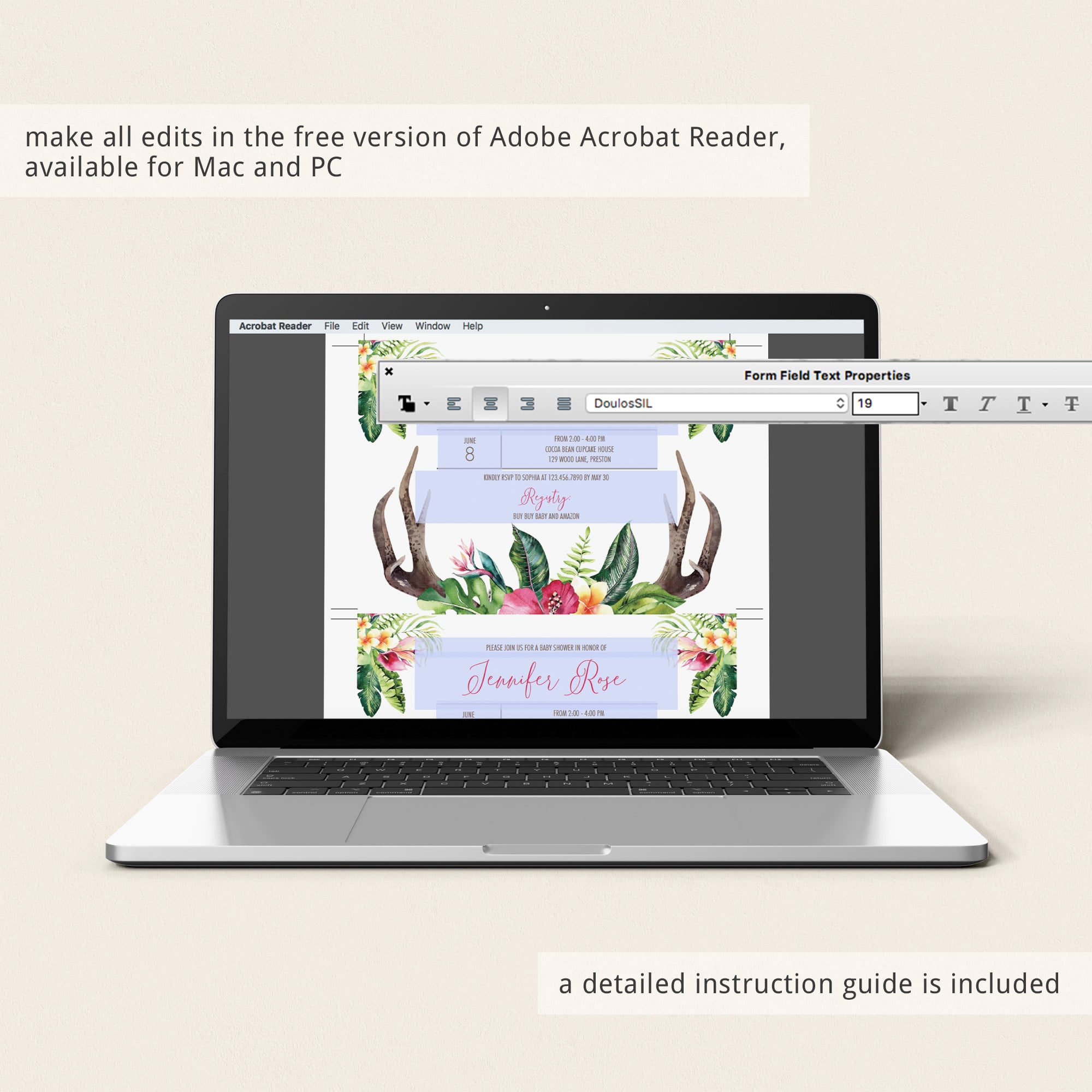 Editable baby sprinkle bohemian invitation template by LittleSizzle