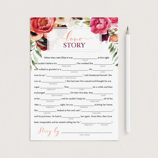 editable wedding mad libs for bridal shower