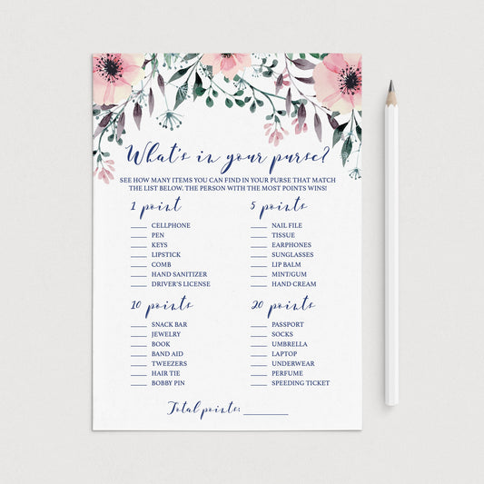 Pink Bridal Shower Purse Raid Game Printable Download by LittleSizzle