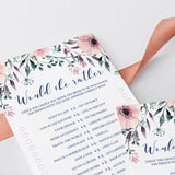 Blush Bridal Shower Games Would She Rather Printable