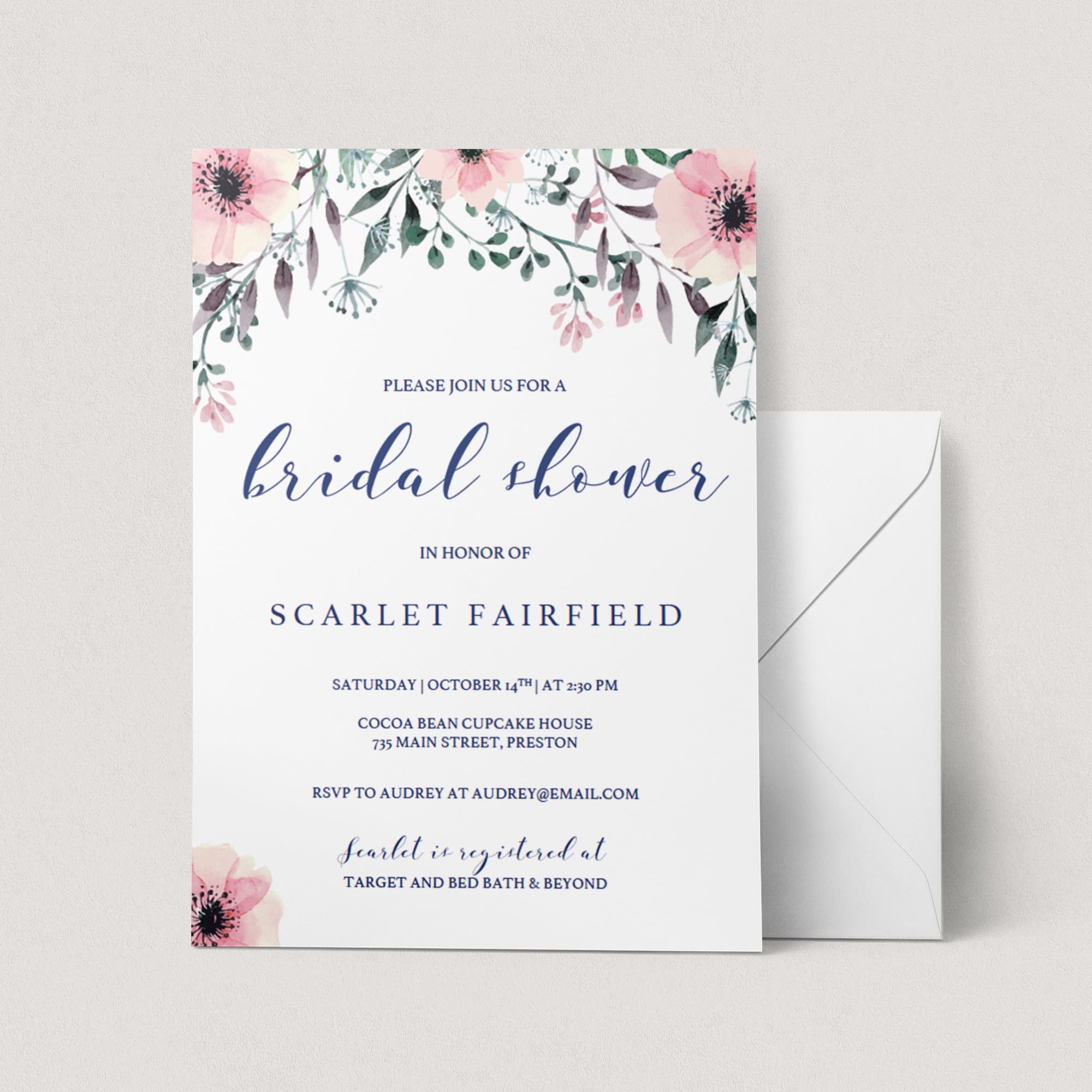 Pink Floral Bridalshower Invitation Cards Printable by LittleSizzle