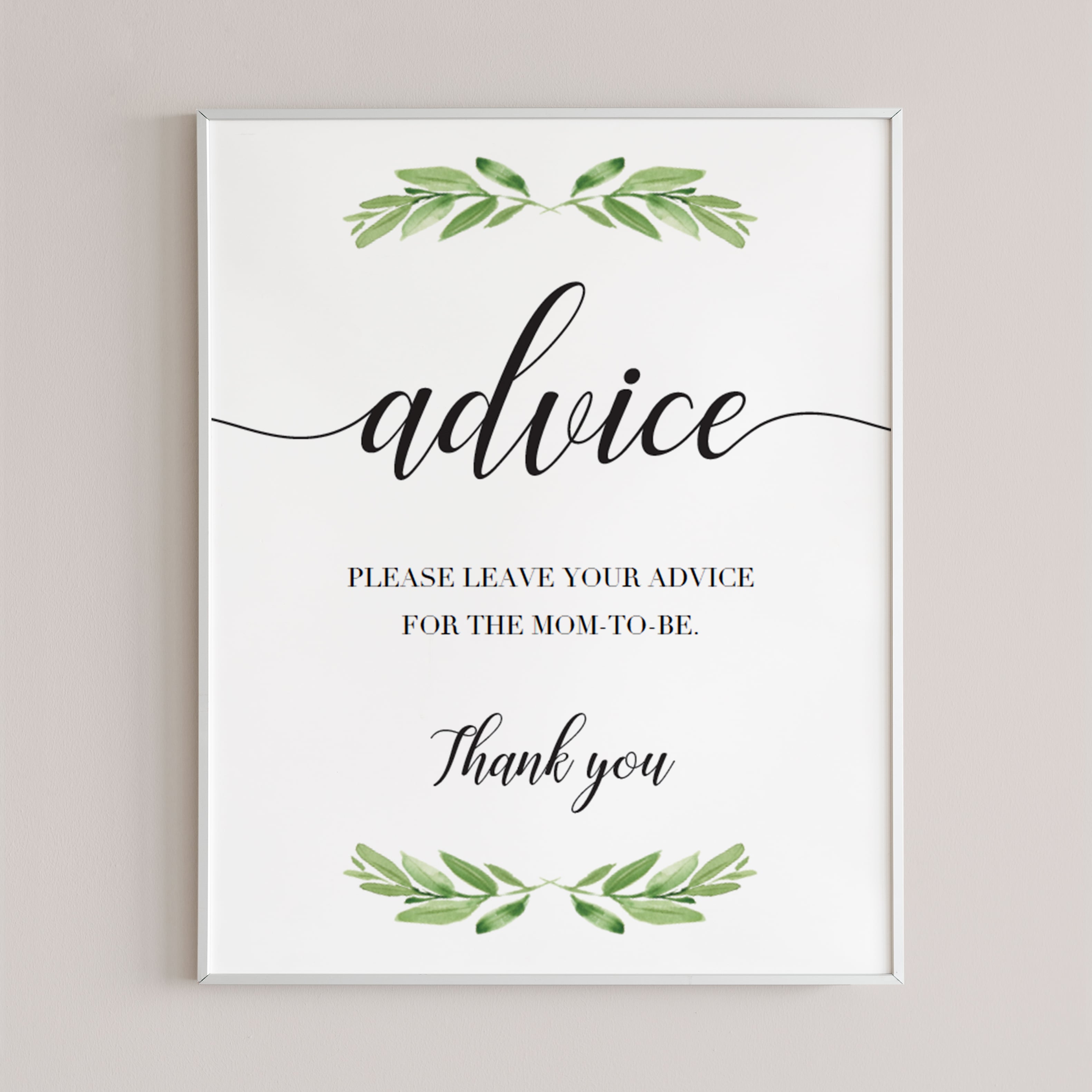 Advice for mom to be sign greenery baby sprinkle by LittleSizzle