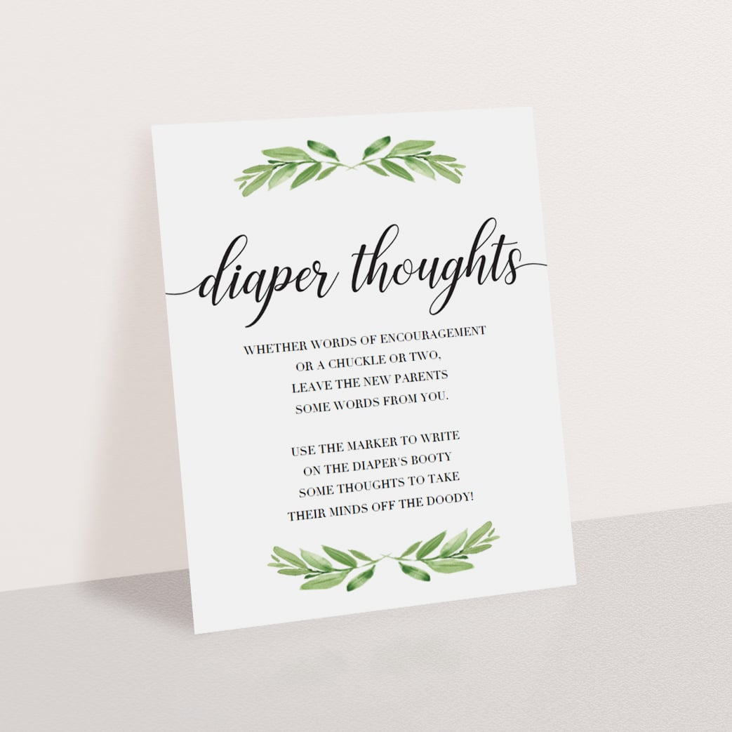 Editable diaper thoughts sign green baby party by LittleSizzle