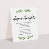 Editable diaper thoughts sign green baby party by LittleSizzle