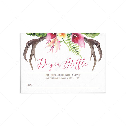 Floral bohemian diaper raffle ticket printable by LittleSizzle
