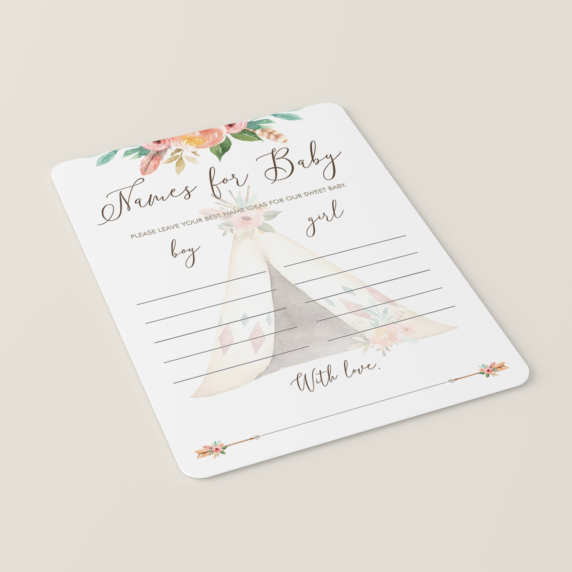 Baby name suggestion cards tribal theme by LittleSizzle