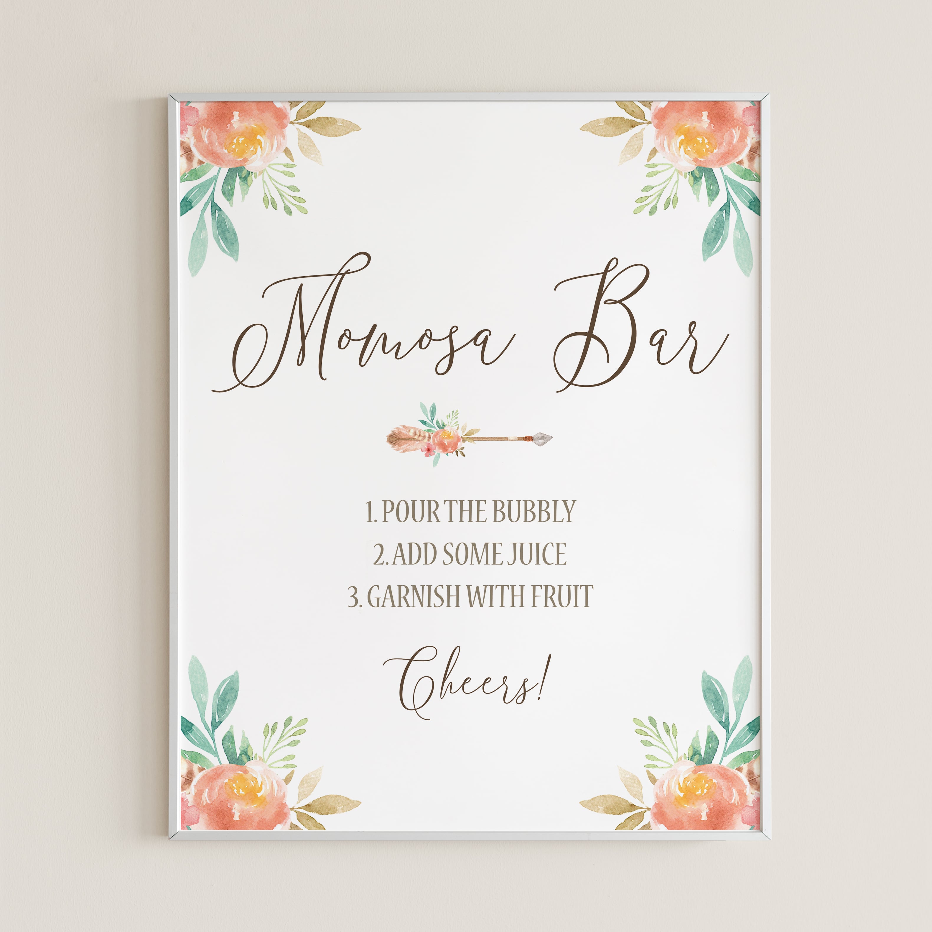 Momosa bar sign boho themed baby shower by LittleSizzle