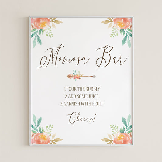 Momosa bar sign boho themed baby shower by LittleSizzle