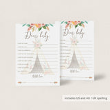 Tribal Baby Shower Wishes for Baby Card with Teepee