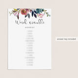 Watercolor flower baby party games printable by LittleSizzle