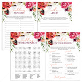 Red Floral Bridal Shower Games Package Download by LittleSizzle