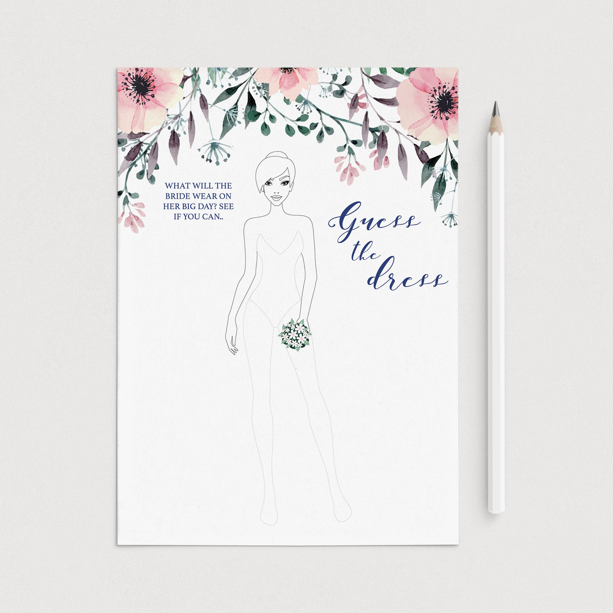 Draw the Wedding Dress Bridal Shower Game Digital Download by LittleSizzle