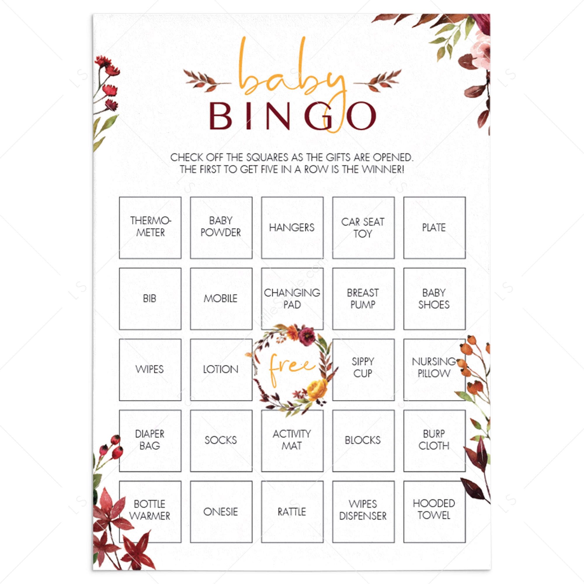 Bohemian baby bingo cards blank and prefilled by LittleSizzle