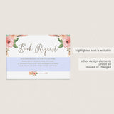 Baby Shower Book Request Card with Watercolor Roses