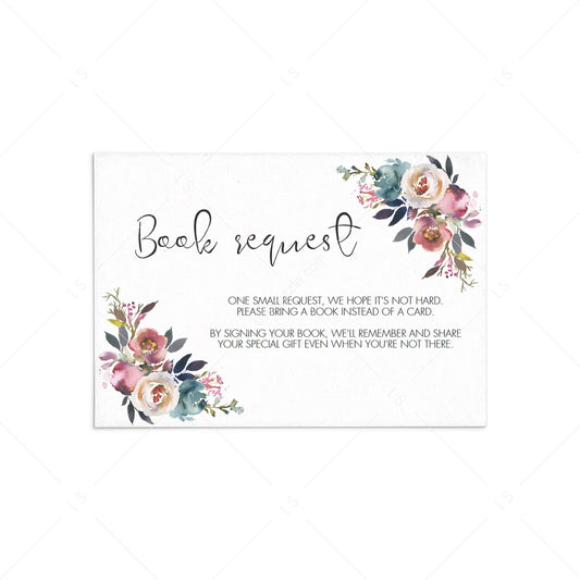 Boho flowers book request card for baby shower by LittleSizzle