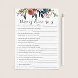 Boho Baby Shower Nursery Rhyme Quiz Printable