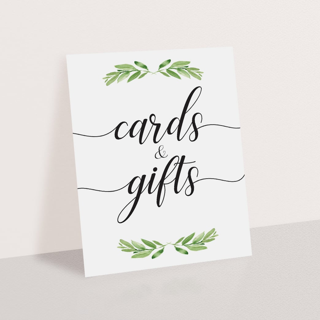 green leaves bridalshower welcome signage instant download