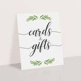 green leaves bridalshower welcome signage instant download