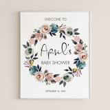 Printable Floral Wreath Welcome Sign for Boho Party