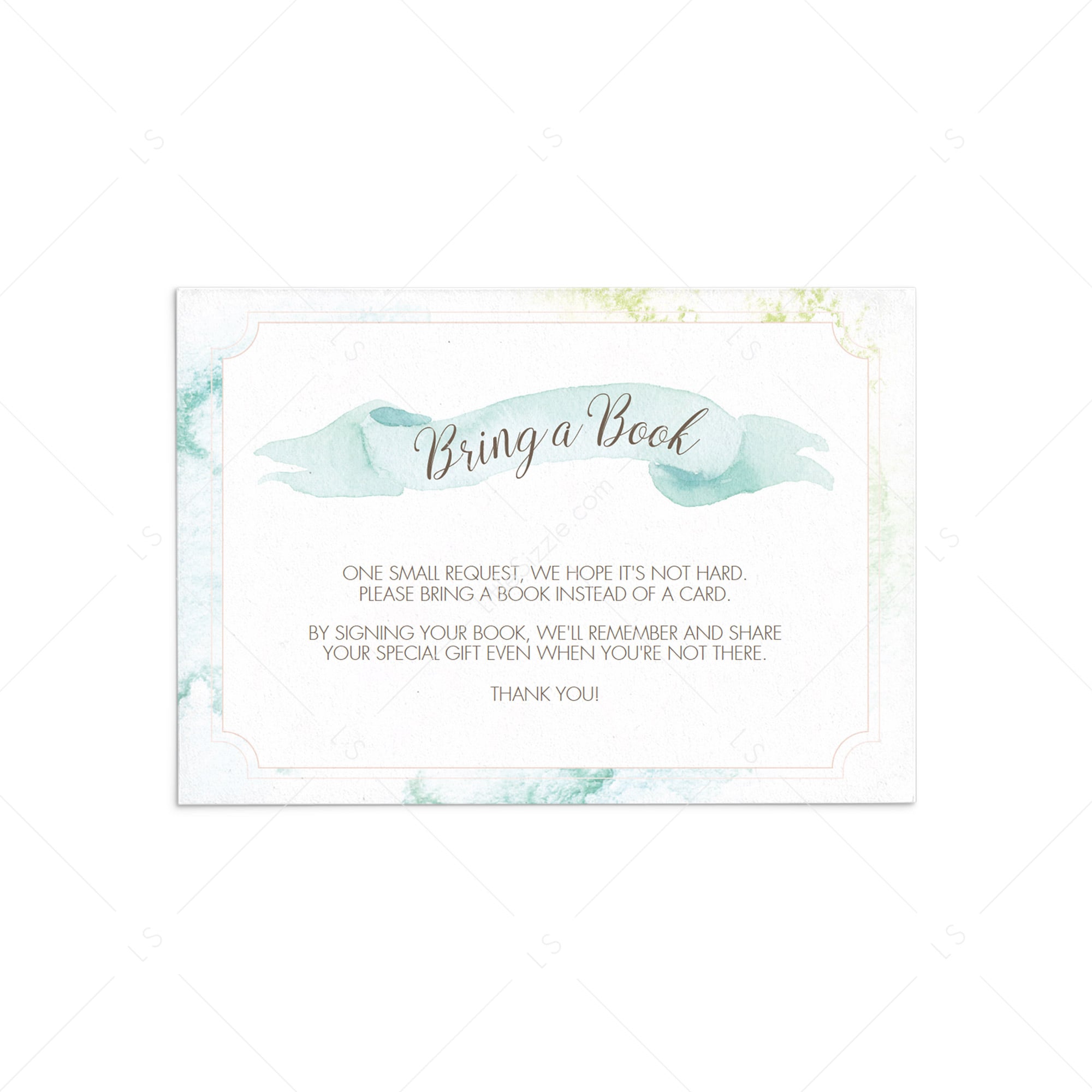 Light blue babyshower book request card printable by LittleSizzle